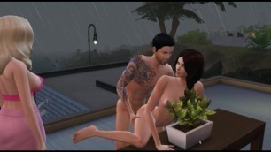 Sex with a girl in a blue sexy dress. wicked whims sims 4