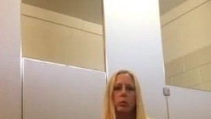 Milf Exibitionist Mom Faps in Public Bathroom