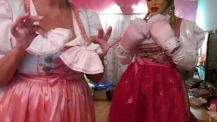 Sissy embarrassing education with cock puppet dress