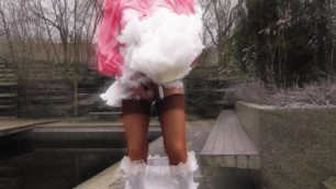 Squirting Sissy in Satin and Petticoat
