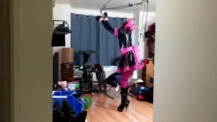 Sissy Tied to Spreader Bar