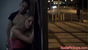 Stranded teen roughly fucked outdoors