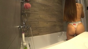 Cheating. Husband To Work And Wife Fucks In The Bathroom With A Friend. Anal Home